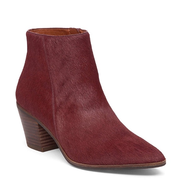 EUC Lucky Brand Linnea Burgundy Wine Hair Bootie - Picture 2 of 8
